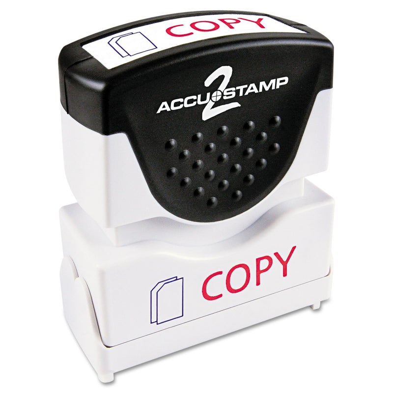 ACCUSTAMP2 035532 Pre-Inked Shutter Stamp with Microban, Red/Blue, Copy, 1 5/8 x 1/2 - Image 1